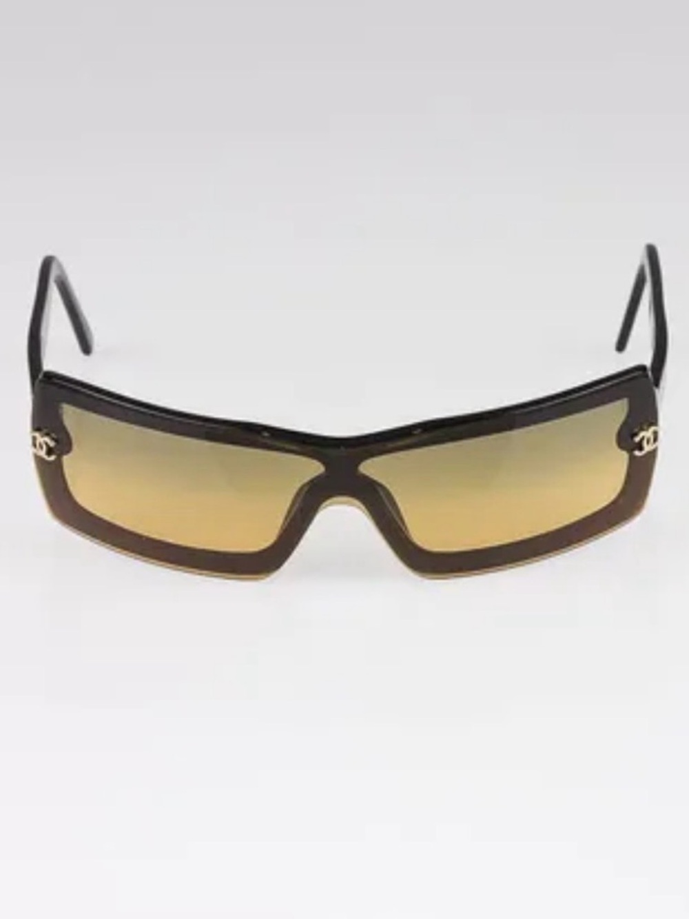 Chanel CC Logo Narrow Rectangle Sunglasses Brown Gradient Y2K Designer
